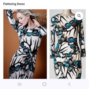Joseph Ribkoff Blue and Black Patterned Dress
